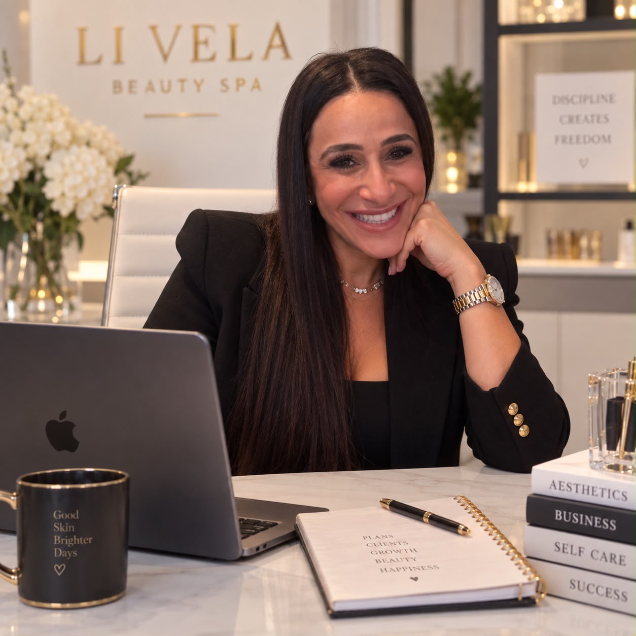 Liat Guzalgul at the Li Vela Beauty Spa reception